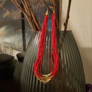 Coral Necklace with Gold detail